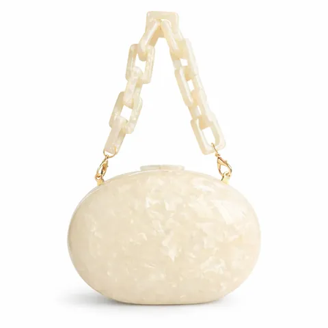 Borsa da Sera in Acrilico Marmorizzato da Donna Pochette a Forma di Uovo Pagoda Scalata Lusso Matrimonio Festa Catena