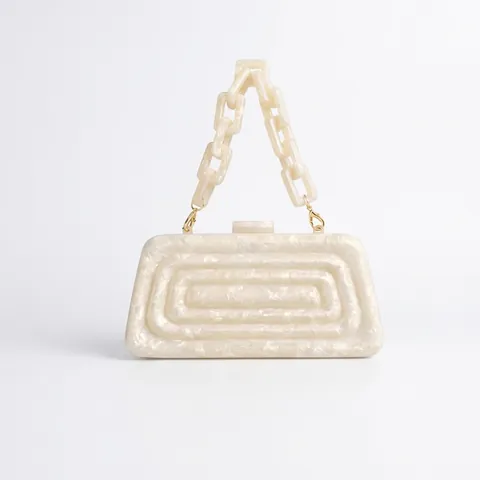 Borsa da Sera in Acrilico Marmorizzato da Donna Pochette a Forma di Uovo Pagoda Scalata Lusso Matrimonio Festa Catena