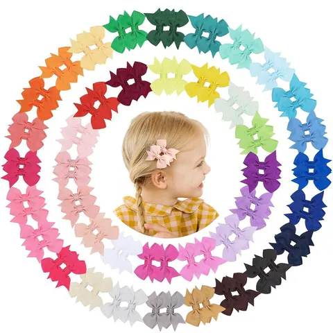 Handmade Grosgrain Ribbon Bow Hair Clips For Girls Solid Color Swallowtail Hairpin Cute Boutique Baby Hair Accessories