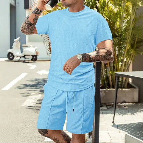 Pantaloncini Casual Da Uomo Traspiranti Jacquard Trama A Nido D'Ape Vestibilità Comoda Estate Coulisse Vita Elastica