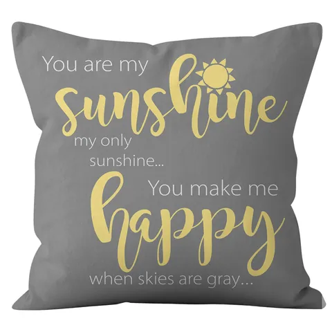 Yellow Grey White Daisy Flower Sunshine Slogan Decorative Throw Pillow Covers For Sofa Home Decor Plush Material
