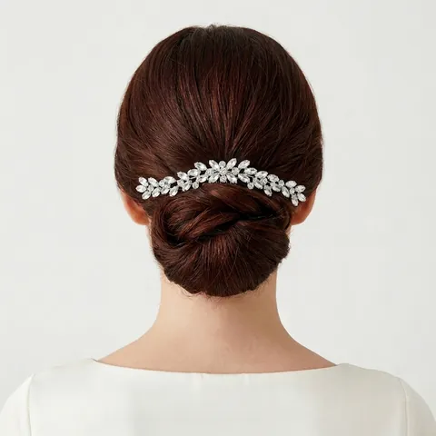 Vintage Rhinestone Bridal Hair Comb Alloy Floral Leaf Wedding Headpiece For Women Elegant Formal Party Hair Accessories