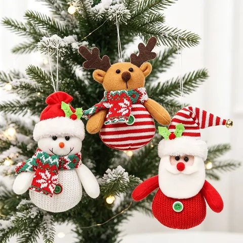 Ornamenti Natalizi Appesi Tessuto A Maglia Babbo Natale Pupazzo Di Neve Renna Ciondoli Bambola Decorazione Albero