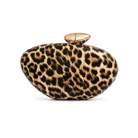 Avondtas Met Luipaardprint Ovaal Harde Schaal PU Leer Metalen Sluiting Retro Handtas Voor Bruiloft Feest