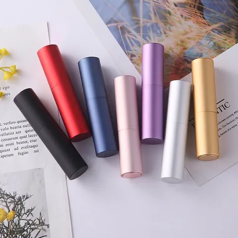 Portable Perfume Atomizer Bottle Aluminum Shell Glass Inner Refillable Twist Up Rotatable Empty Spray Travel Container