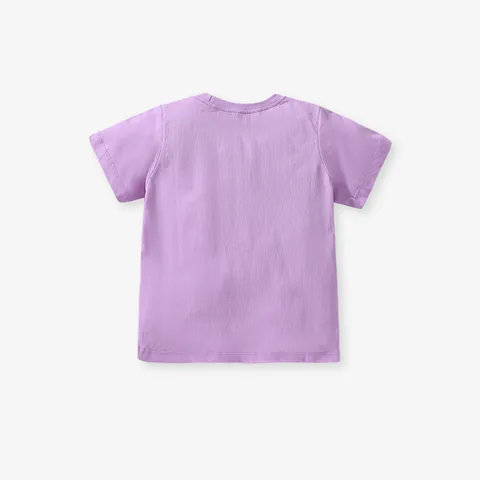 Little Maven Maglietta a Maniche Corte in Cotone per Bambina Viola Ape Cartone Animato Applicazione Casual Estate Girocollo