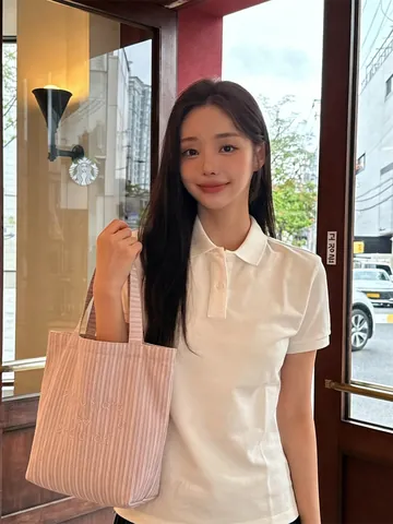 Sac Fourre-Tout En Toile Rayée Broderie Lettres Visage Souriant Grande Capacité Sac À Épaule Pour Femmes Style Coréen
