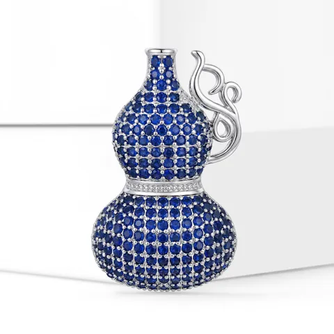 Kupfer Wu Lou Flaschenkürbis Brosche Mikro Pave Zirkonia Gold Silber Überzogen Glücksbringer Anhänger Pin Schmuck Für Damen Kleid