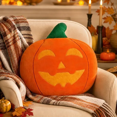 Halloween Kürbis Plüschkissen Weicher Samt Jack O Lantern Deko Kissen Für Home Party Festliches Wurfkissen Dekoration