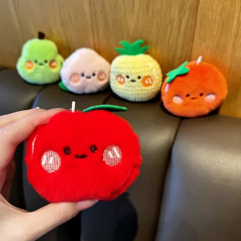Portachiavi In Peluche Frutta Morbido Cartone Animato Pesca Mela Cachi Ornamento Borsa Kawaii Decorazione Zaino Donne Ragazze