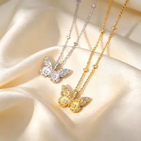 925 Sterling Zilveren Vlinder Ketting Voor Vrouwen Gekleurde Zirconia Ingelegd Vintage Luxe Goud Zilver Verguld Sieraden