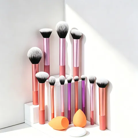 Makeup Brush For Foundation Blush Eyeshadow Nylon Bristles Aluminum Tube Plastic Handle Portable Travel Multi Colored Accessory