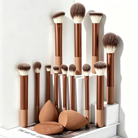Makeup Brush For Foundation Blush Eyeshadow Nylon Bristles Aluminum Tube Plastic Handle Portable Travel Multi Colored Accessory