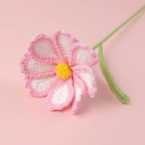 Handmade Crochet Cosmos Flower Knitted Yarn Artificial Bouquet For Home Decor Valentine Day Christmas Gift Aesthetic