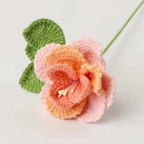 Handgehäkelte Garn Rose Blume Französische Simulation Rose Für Home Decor Hochzeit Party Valentinstag Geschenk Künstliche Blume