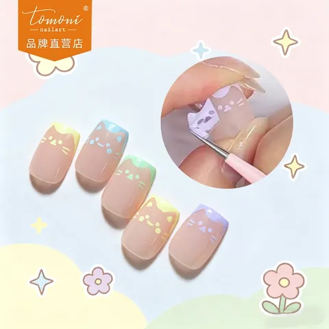 Nagelkunst Stickers Holle Spuitschildering Sjablonen 3D Reliëf Decals DIY Manicure Professionele Salon Tool Decoratie