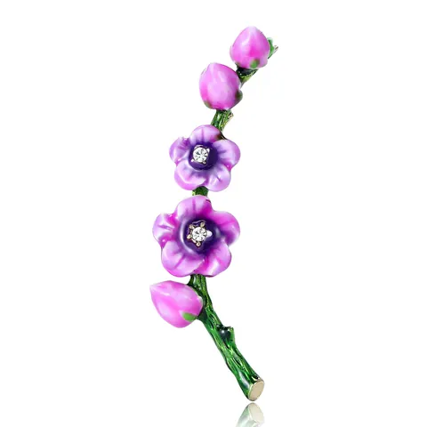 Elegante Spilla in Lega di Smalto a Forma di Fiore di Prugno per Donna Vintage Floreale Strass Spilla Accessorio per Matrimonio Regalo di Compleanno