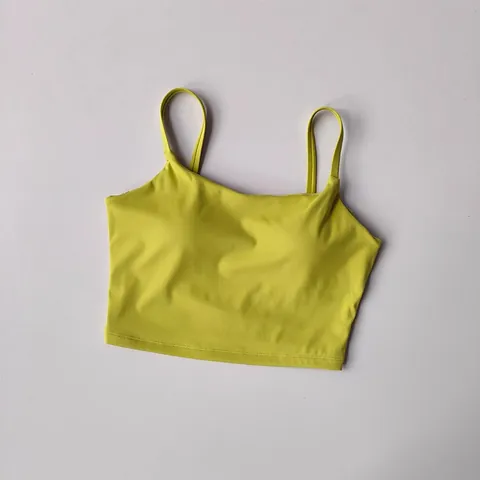 Damen Sport Tanktop Nahtlos Camisole Integrierte Brustpolster U-Rücken Atmungsaktiv Hochelastisch Yoga Fitness Nylon Elasthan