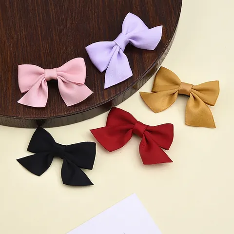 Sweet Grosgrain Ribbon Bowknot Hair Clips For Girls Women Solid Color Alligator Hairpins Daily Decorative Hair Accessories