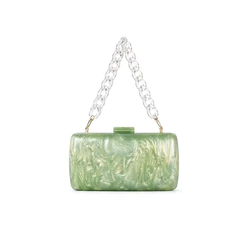 Bolso De Noche De Acrílico Con Patrón De Mármol Cartera Vintage De Caja Rígida Con Cadena De Metal Para Mujer Fiesta