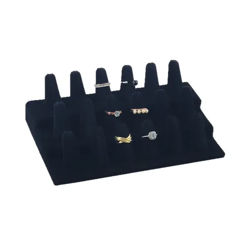 Espositore Per Anelli In Velluto Floccato Legno Supporto Organizzatore Gioielli Per Bancone Vetrina Casa Elegante