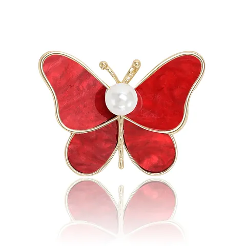Broche de Mariposa de Aleación Vintage Con Perla Artificial Elegante Pin de Color Dorado Joyería Para Mujer Accesorios Para Abrigo Suéter