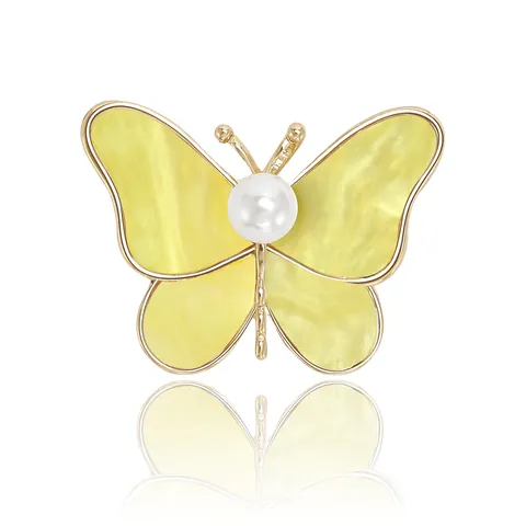 Broche de Mariposa de Aleación Vintage Con Perla Artificial Elegante Pin de Color Dorado Joyería Para Mujer Accesorios Para Abrigo Suéter