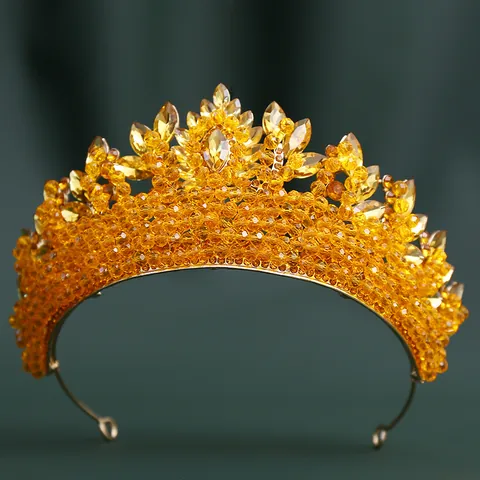 Corona da Sposa di Lusso in Lega con Strass e Cristallo Artificiale per Donna Tiara Vintage Fatta a Mano con Perline per Matrimonio