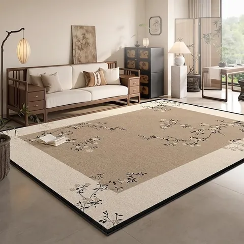 Modern Chinees Zen Stijl Vloerkleed Polyester Waterdicht Vlekbestendig Voor Woonkamer Slaapkamer Antislip Gemakkelijk Schoon Te Maken