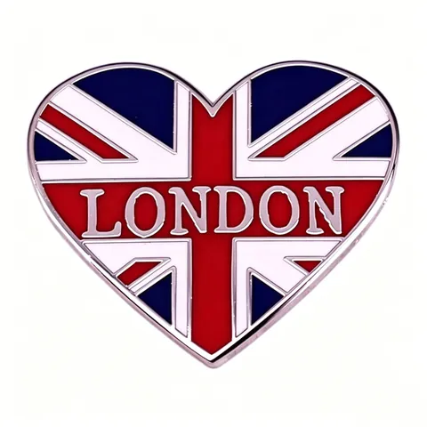 Spilla a Cuore in Lega Vintage London Union Jack Smalto per Uomo Donna Moda Bandiera Britannica Distintivo Risvolto Gioielli Regalo