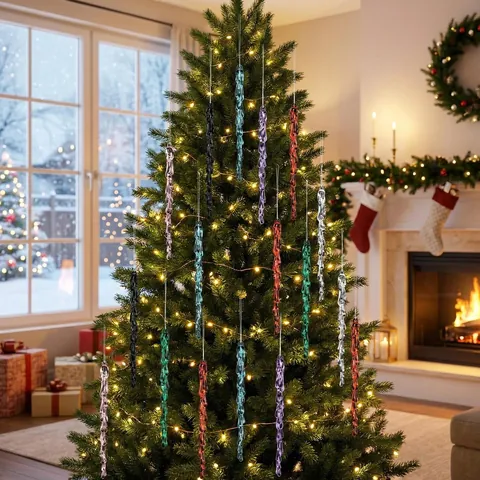 Ghiaccioli Natalizi in Acrilico Decorazioni Appese Strisce di Ghiaccio di Simulazione per Albero di Natale Festa Invernale