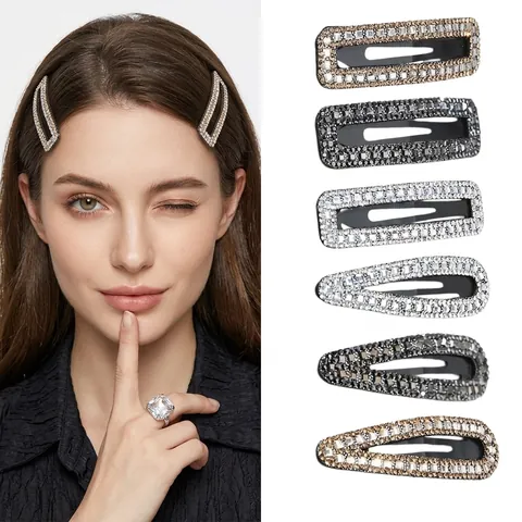 Lucenti Mollette per Capelli in Strass Metallo Rettangolo Geometrico Goccia d'Acqua Clip BB per Donna Accessori Moda Capelli