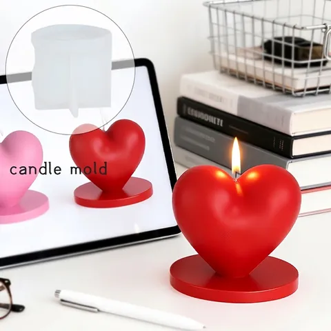 Stampo in Silicone per Candele a Forma di Cuore 3D per Regalo di San Valentino Fai-da-te Strumento per Sapone e Gesso