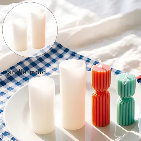 Spiral Pillar Candle Silicone Mold DIY Aromatherapy Round Column Stripe Cylinder Mold For Handmade Candle Making Home Decor