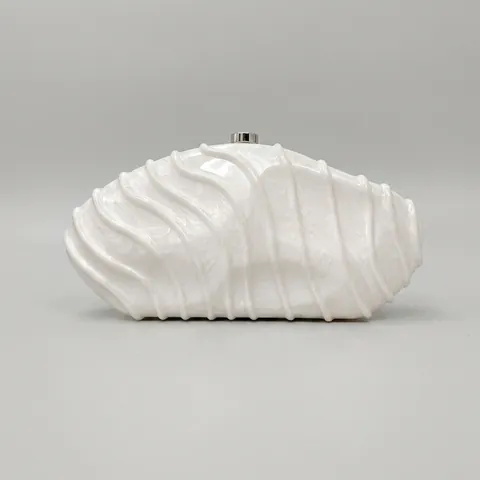 Acrylic Evening Clutch Bag White Marble Ripple Texture Crossbody Handbag Metal Clasp Vintage Artistic Women Accessory