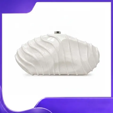 Acrylic Evening Clutch Bag White Marble Ripple Texture Crossbody Handbag Metal Clasp Vintage Artistic Women Accessory