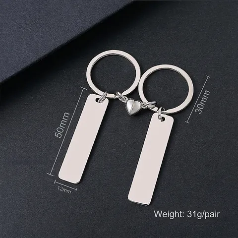 Paar Schlüsselanhänger Edelstahl Magnetisches Herz Lange Stange Schlüsselanhänger Set Für Liebhaber Valentinstag Schmuck Geschenk