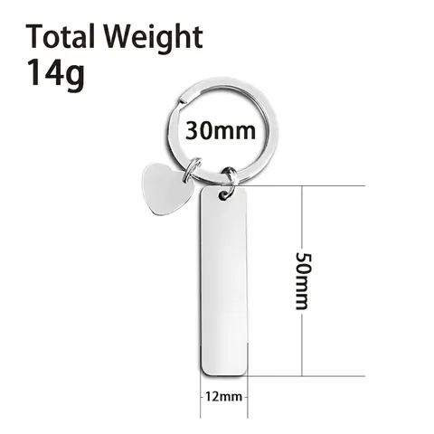 Stainless Steel Blank Bar Keychain Polished Brushed Metallic Rectangle Tag Key Ring For DIY Jewelry Pendant Accessories