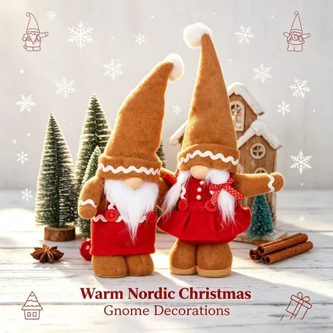 Decorazioni Gnomo di Natale Omino di Pan di Zenzero Nordico Bambola Rudolf di Peluche Soprammobile Desktop per Casa