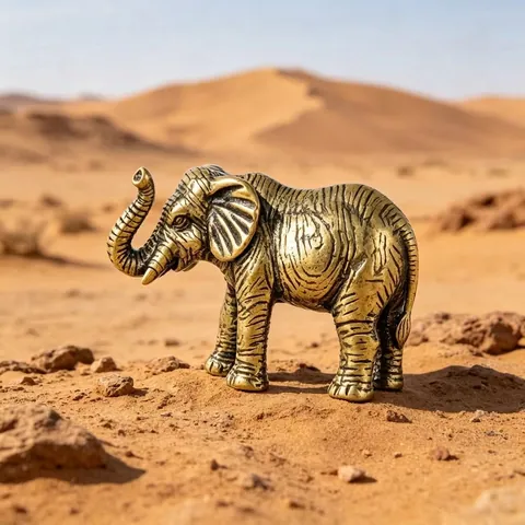 Statuetta Elefante In Ottone Retrò Stile Tailandese Statue Di Ricchezza Portafortuna Ornamenti Scrivania Miniatura Metallo