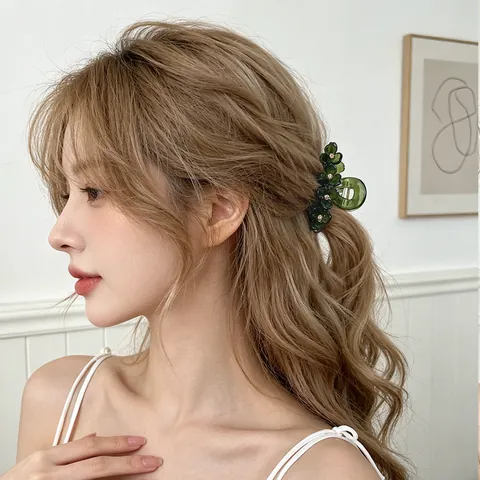 Pinza per Capelli da Donna Elegante in Acetato a Forma di Fiore Con Strass Motivo Floreale Marmo Tartarugato Fermaglio per Capelli