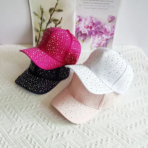 Mode Damen Strass Baseballkappe Sternenhimmel Glitzernde Sonnenhut Verstellbare Polyester Entenschnabelkappe Für Den Alltag