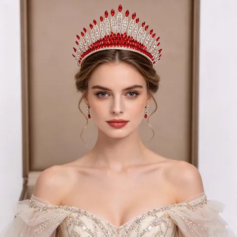 Luxus Legierung Strass Braut Krone Diadem Für Damen Hochzeit Festzug Abschlussball Kopfschmuck Funkelnd Kristall Haarschmuck