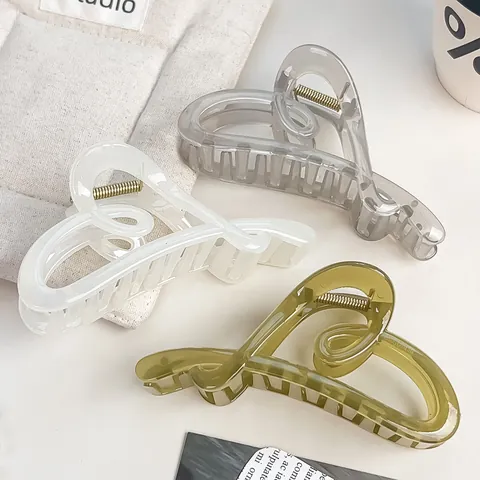 Pinza de Pelo de Corazón Vintage para Mujer Elegante Accesorio de Pelo de Plástico para Peinado Diario Pinza Grande Mate