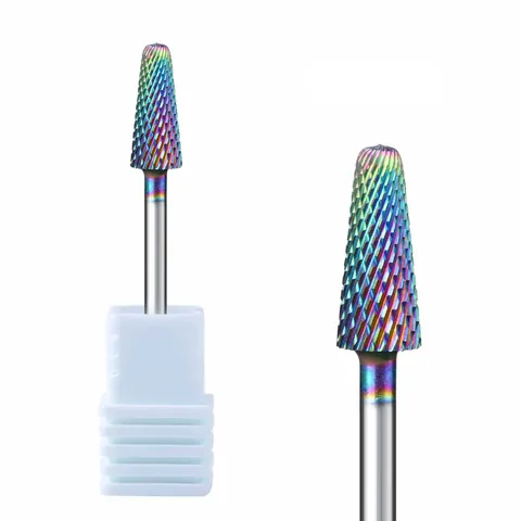 Professional Nail Drill Bit Rainbow Blue Electroplated Tungsten Steel For Manicure Pedicure Machine Gel Removal Cuticle Tools