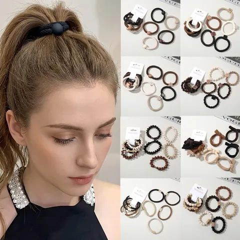 Elegante Erdtöne Haargummi Gewebte Elastische Haarbänder Für Damen Koreanischer Stil Handgefertigte Dekorative Haarschmuck Accessoires