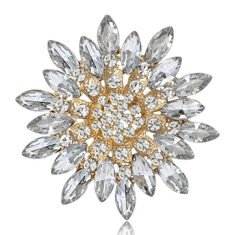 Elegante Spilla a Girasole in Lega di Strass per Donna Spilla Floreale Creativa di Alta Qualità Gioielli per Matrimonio Banchetto