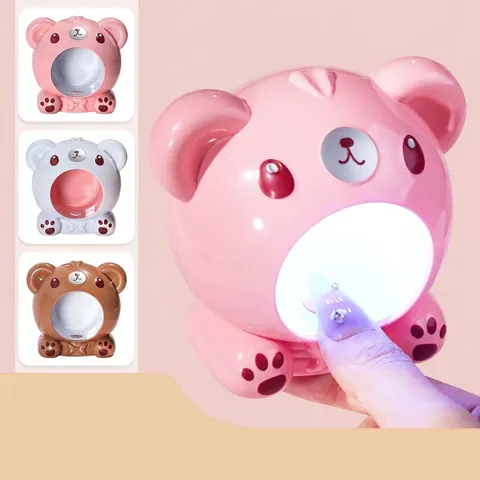 Mini Portable UV LED Nail Lamp Cartoon Bear Shape Handheld Nail Dryer For Gel Polish Fast Drying USB Type-C Manicure Tool