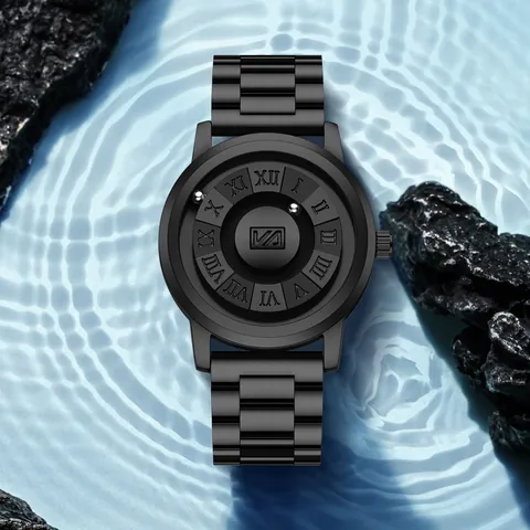 Orologio al Quarzo da Uomo a Levitazione Magnetica Con Display a Due Sfere Magnetiche Senza Lancette Impermeabile in Acciaio Inossidabile