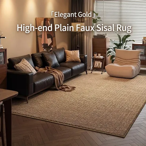 Modern Minimalist Area Rug Imitation Sisal Woven Polyester Anti Slip Large Floor Carpet For Living Room Bedroom Home Office